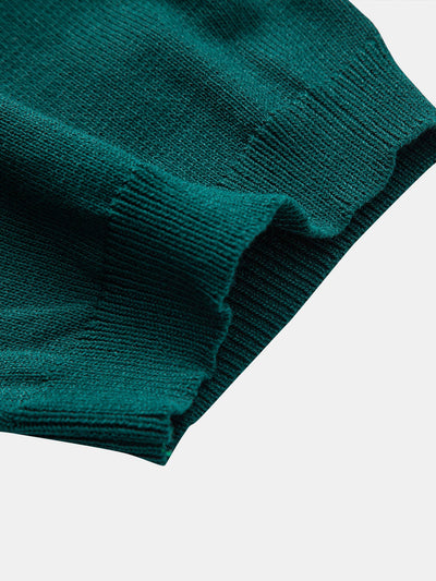 Stripe Knit Zip Up Polo Shirt & Straight Leg Ribbed Pants