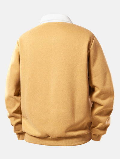 Contrast Polo Collar Sweatshirt