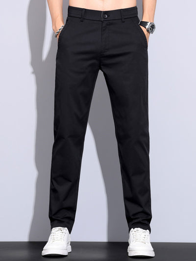 Elastic Waist Straight Leg Trousers