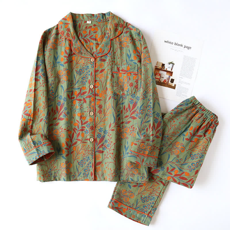 Isabella™ | Vintage Leaf Cotton Loungewear Set