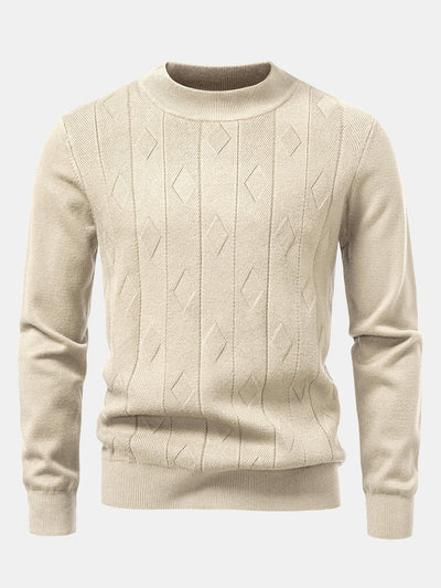 Geometric Jacquard Mock Neck Sweater