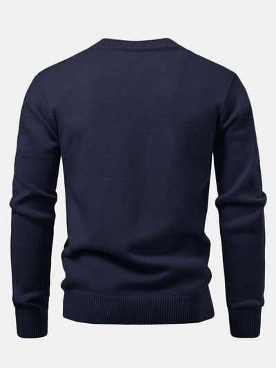 Heavyweight Geometric Jacquard V Neck Sweater