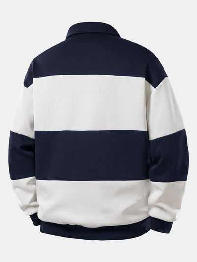 Relax Fit Los Angeles Print Color Block Polo Sweatshirt