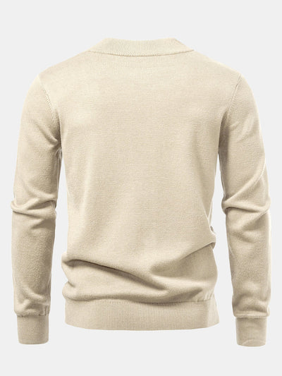 Geometric Jacquard Mock Neck Sweater