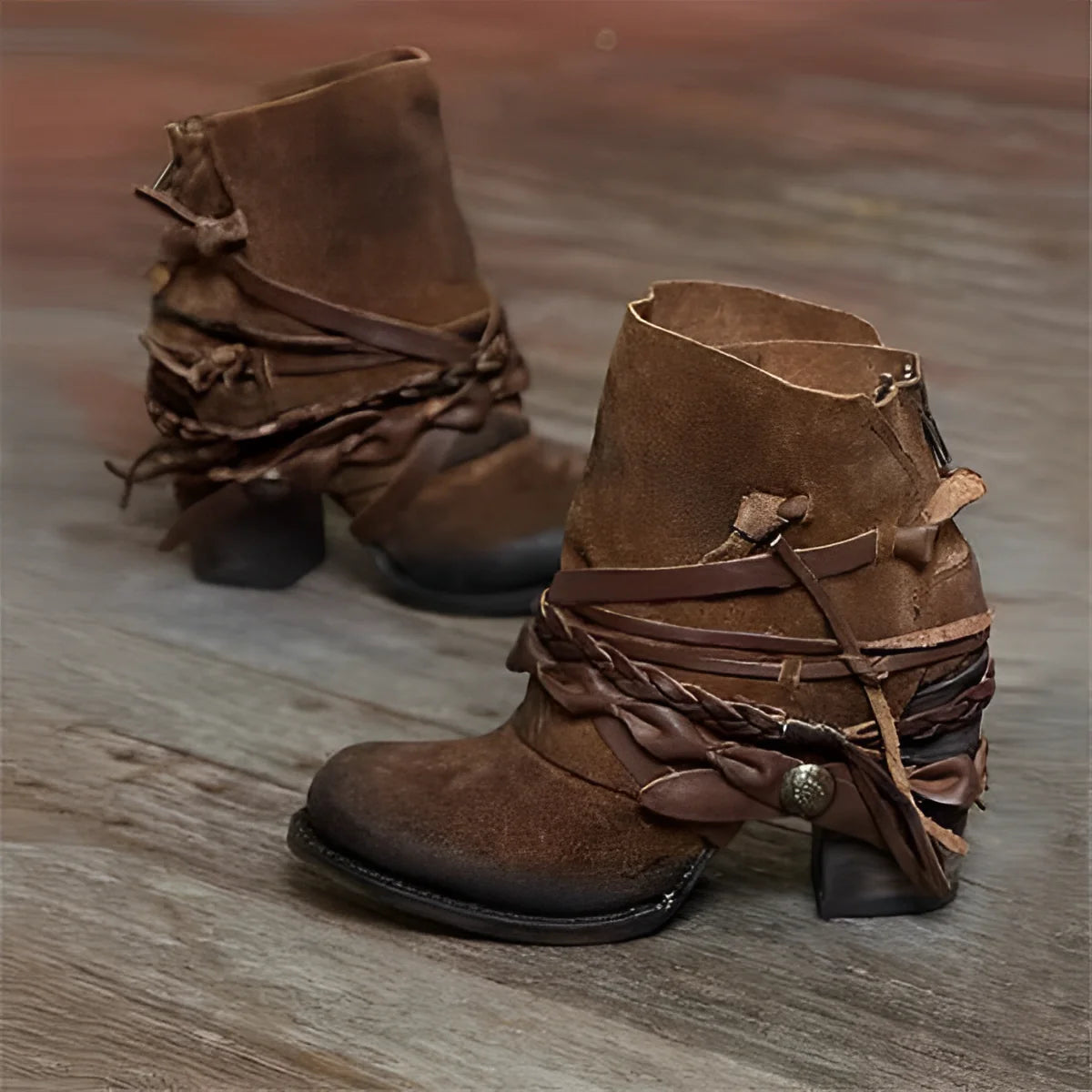 Phoebe | Chunky Heel Vintage Ankle Boots
