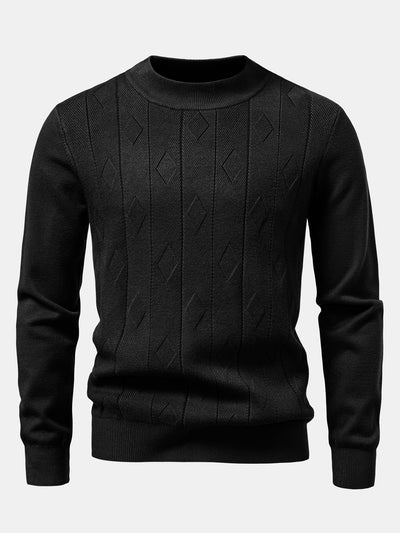 Geometric Jacquard Mock Neck Sweater