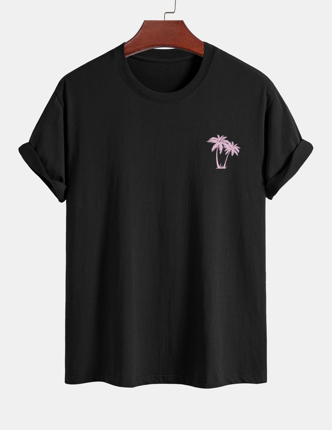 Regular Fit Palm Tree Print Cotton T-Shirt & Palm Tree Print Swim Shorts
