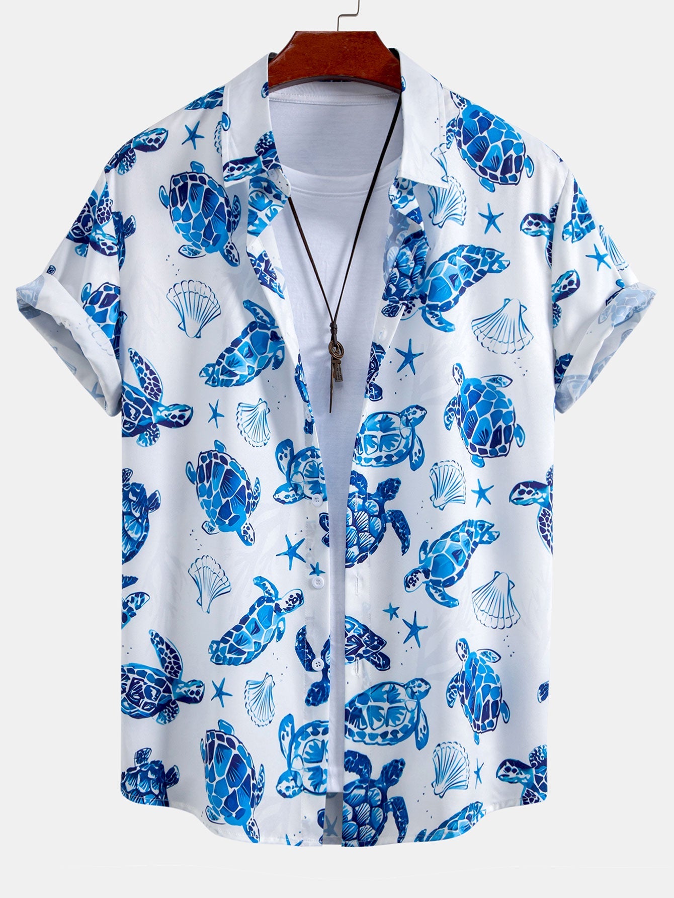 Turtle Print Button Up Shirt & Swim Shorts