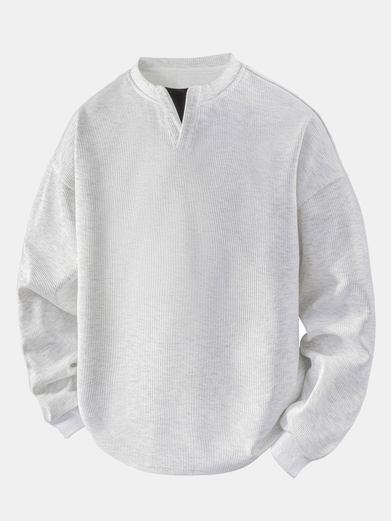 Relax Fit Waffle V Neck Sweatshirt