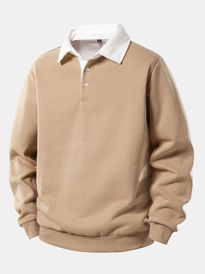 Contrast Polo Collar Sweatshirt