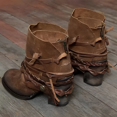 Phoebe | Chunky Heel Vintage Ankle Boots