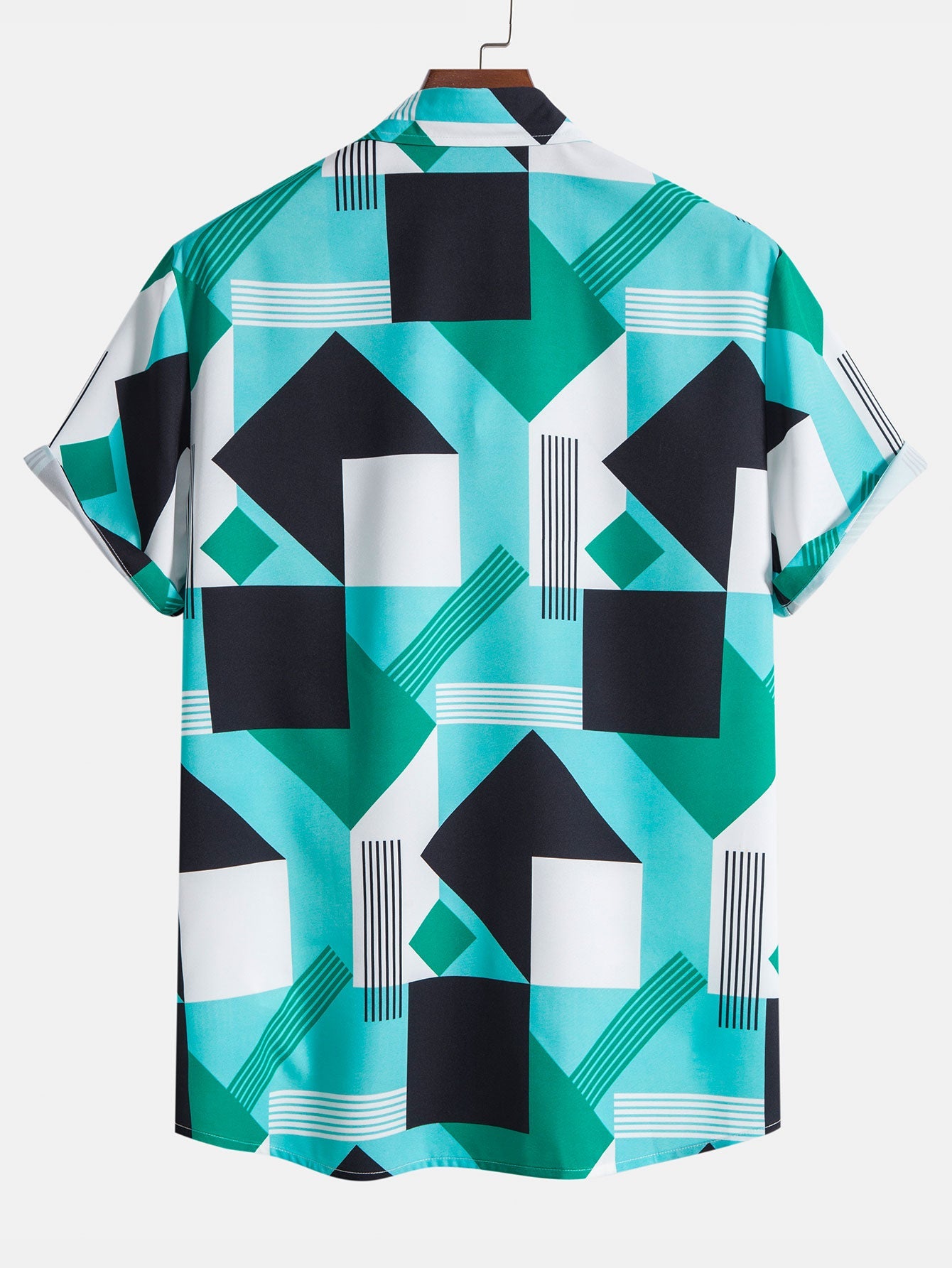Color Block Stripe Print Shirt & Swim Shorts
