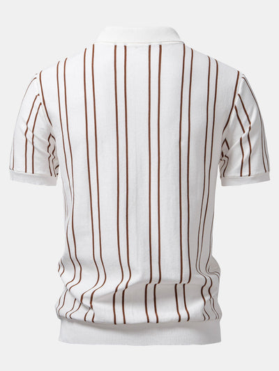 Striped Knitted Polo Shirt