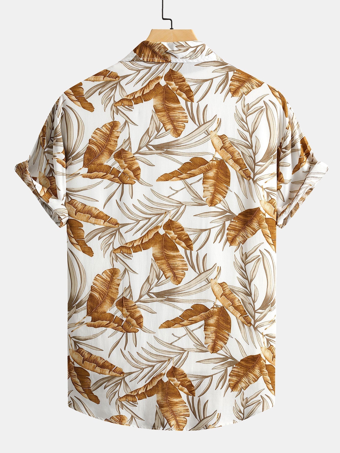 Viscose Tropical Print Button Up Shirt & Textured Cotton 5" Shorts