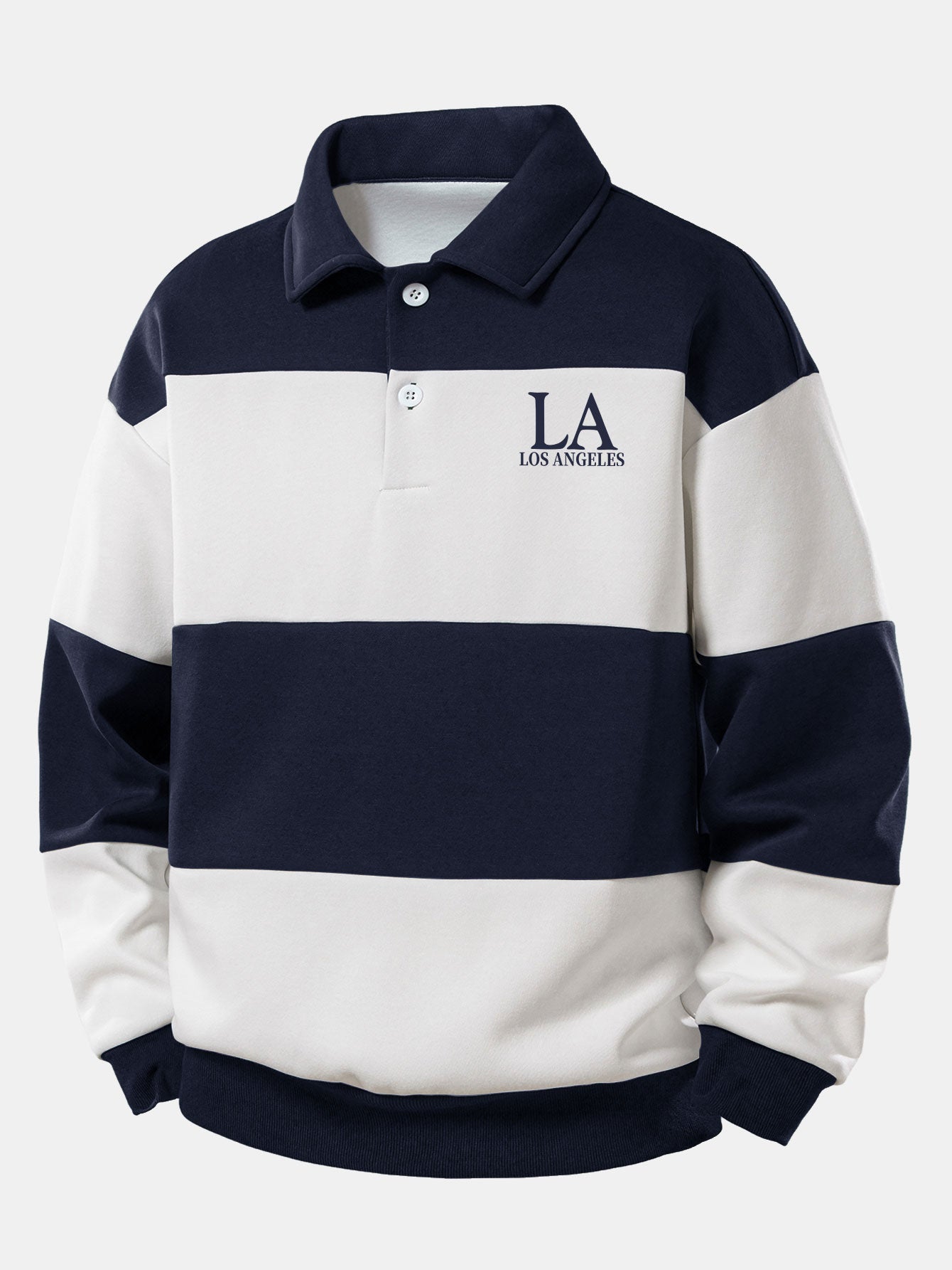 Relax Fit Los Angeles Print Color Block Polo Sweatshirt
