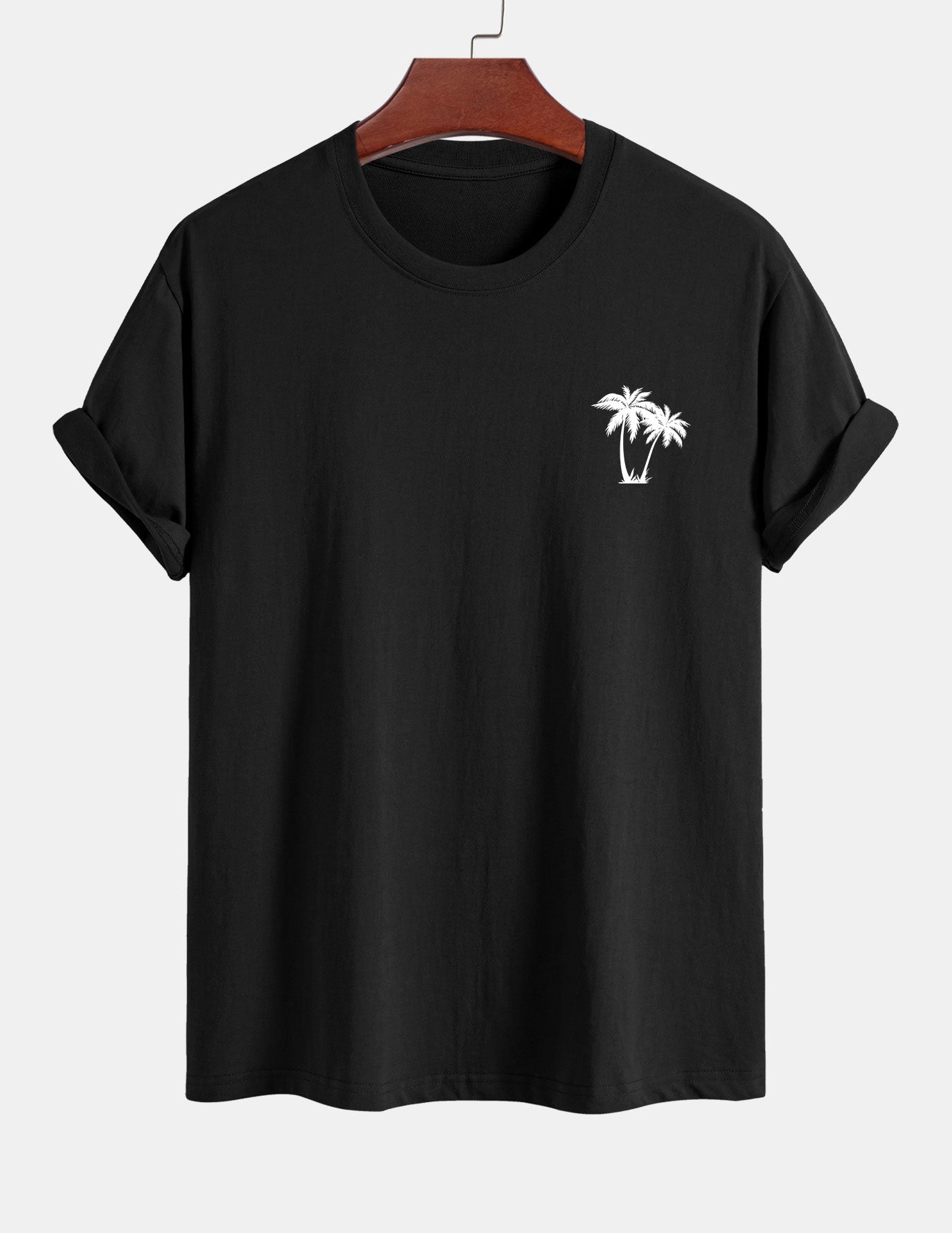 Regular Fit Palm Tree Print Cotton T-Shirt & Palm Tree Print Swim Shorts