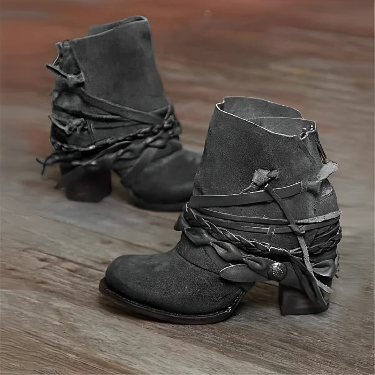 Phoebe | Chunky Heel Vintage Ankle Boots