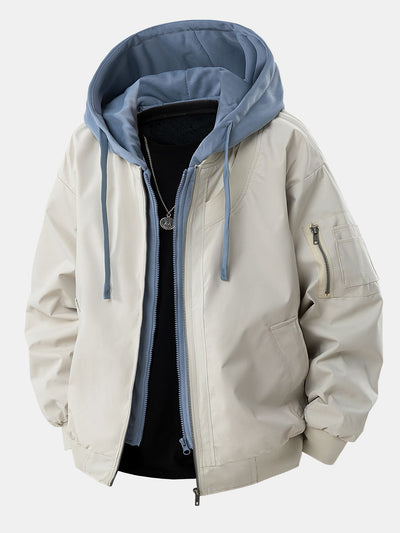 Contrast 2 In 1 Hooded Bomber Jacket