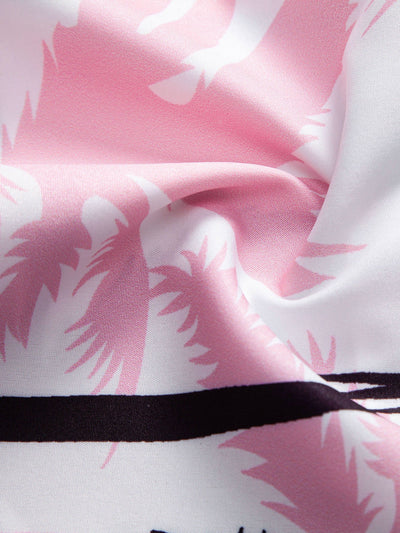 Regular Fit Palm Tree Print Cotton T-Shirt & Palm Tree Print Swim Shorts