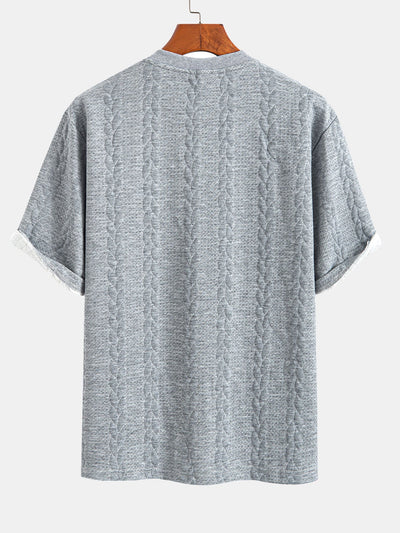 Relax Fit Mid-Length Sleeve Twist Jacquard T-Shirt & Shorts