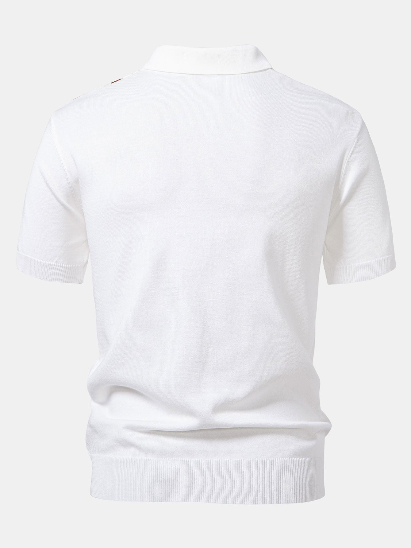 Stripe Knit Zip Up Polo Shirt & Straight Leg Ribbed Pants