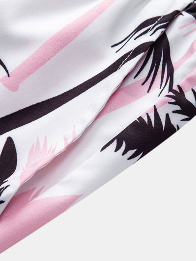 Regular Fit Palm Tree Print Cotton T-Shirt & Palm Tree Print Swim Shorts
