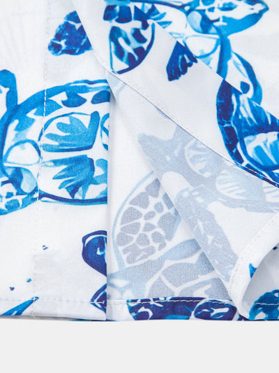 Turtle Print Button Up Shirt & Swim Shorts
