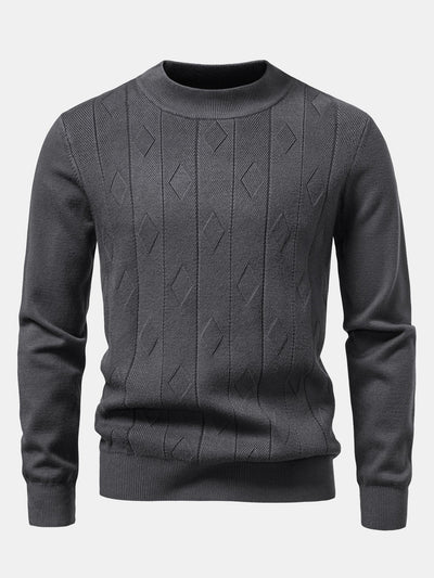 Geometric Jacquard Mock Neck Sweater