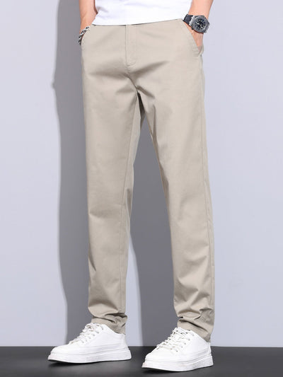 Elastic Waist Straight Leg Trousers