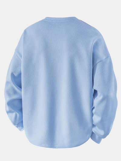 Relax Fit Waffle V Neck Sweatshirt