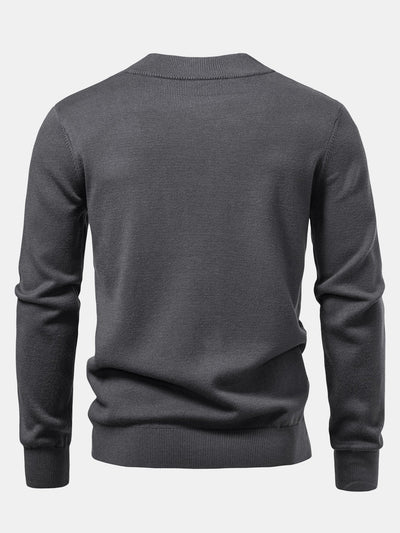 Geometric Jacquard Mock Neck Sweater