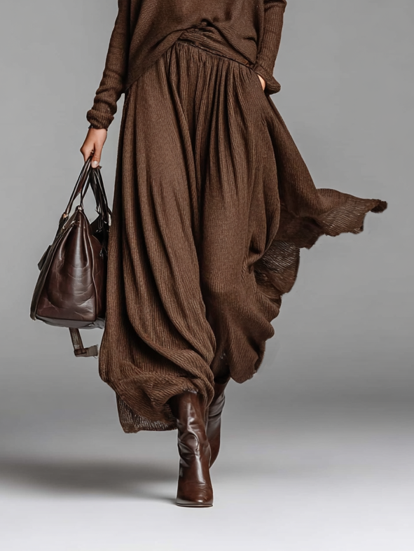 Skirt and Crew Neck Sweater Set