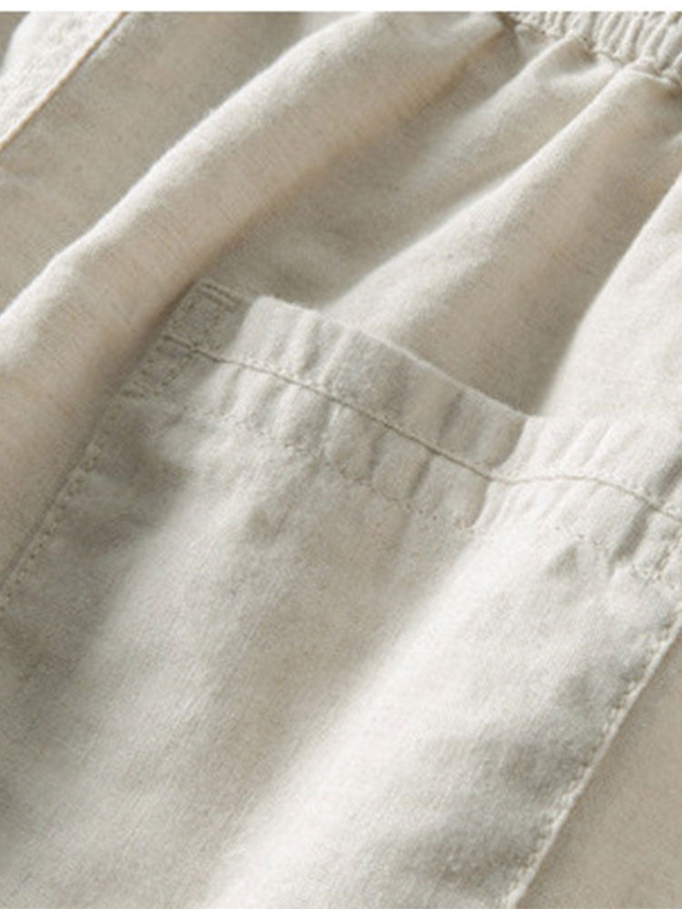 Riviera Knitted Waffle Cuban Shirt & Straight Leg Linen Pants Set