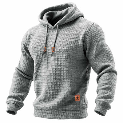 Men's Quilted Waffle Outdoor Sports Solid Color Long Sleeve Daily Tops Hoodie