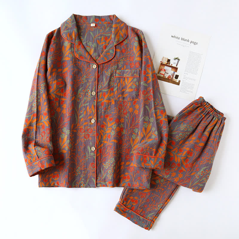 Isabella™ | Vintage Leaf Cotton Loungewear Set
