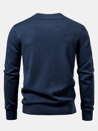 Geometric Jacquard Mock Neck Sweater