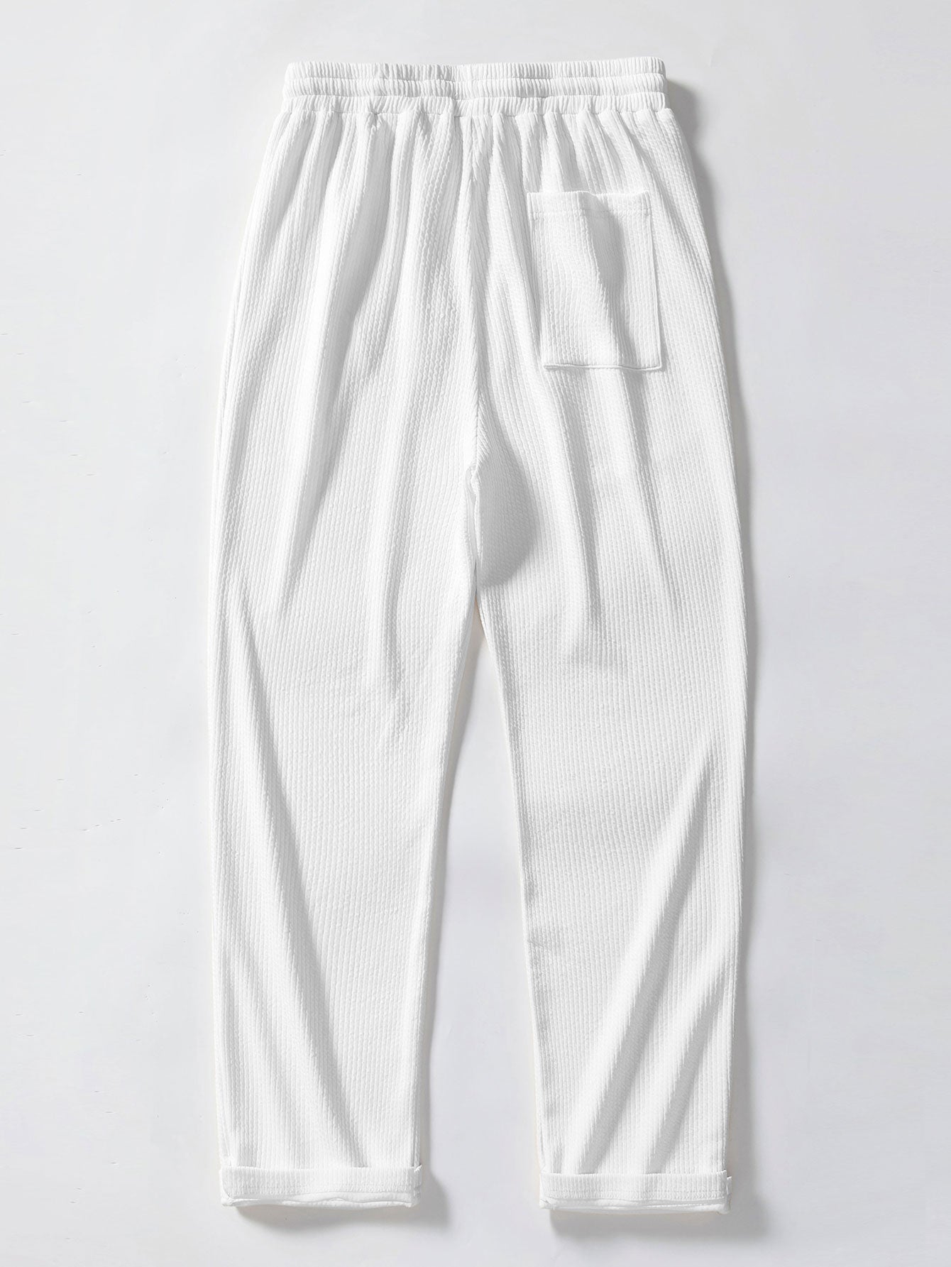 Stripe Knit Zip Up Polo Shirt & Straight Leg Ribbed Pants