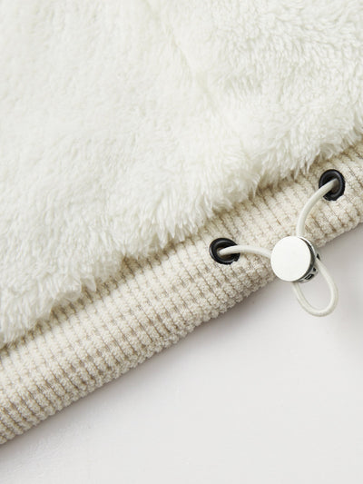 Teddy Lined Corduroy Hooded Puffer Coat