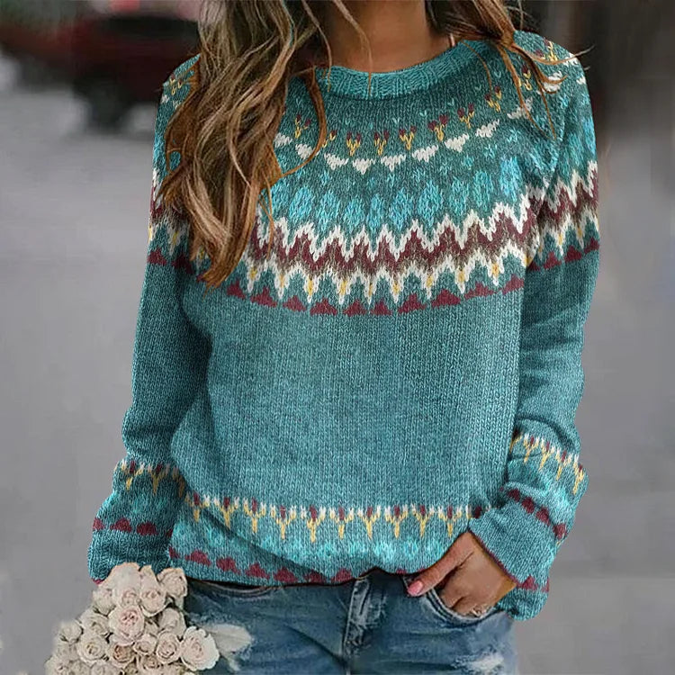Nicole™ | Retro Wave Pattern Sweater