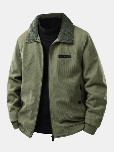 Teddy Lined Zip Up Corduroy Jacket