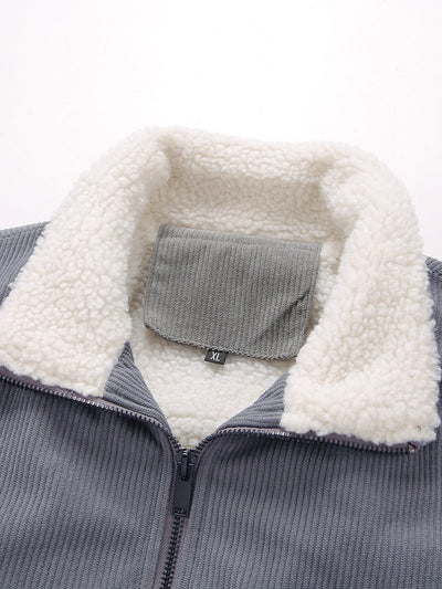 Teddy Lined Zip Up Corduroy Jacket