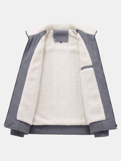 Teddy Lined Zip Up Corduroy Jacket