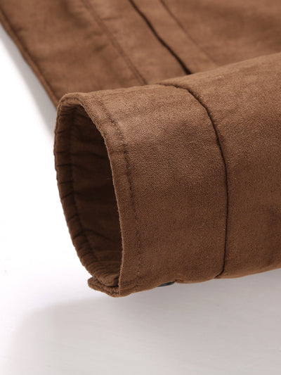 Teddy Lined Suede Jacket With Pockets