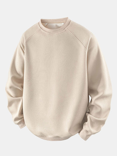 Relax Fit Waffle Crew Neck Sweatshirt