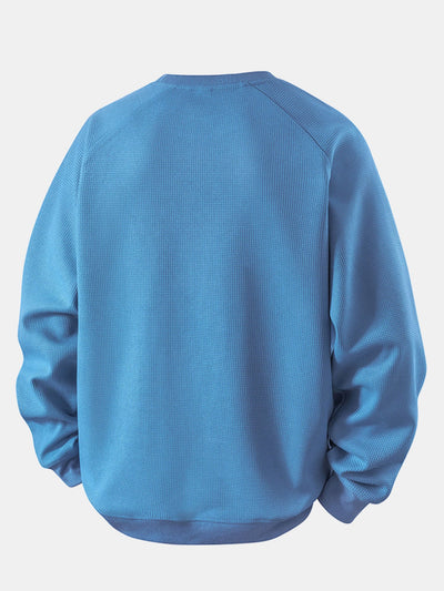 Relax Fit Waffle Crew Neck Sweatshirt