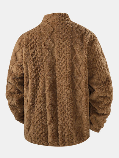 Geometric Jacquard Teddy Jacket