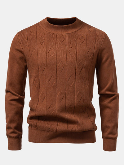 Geometric Jacquard Mock Neck Sweater