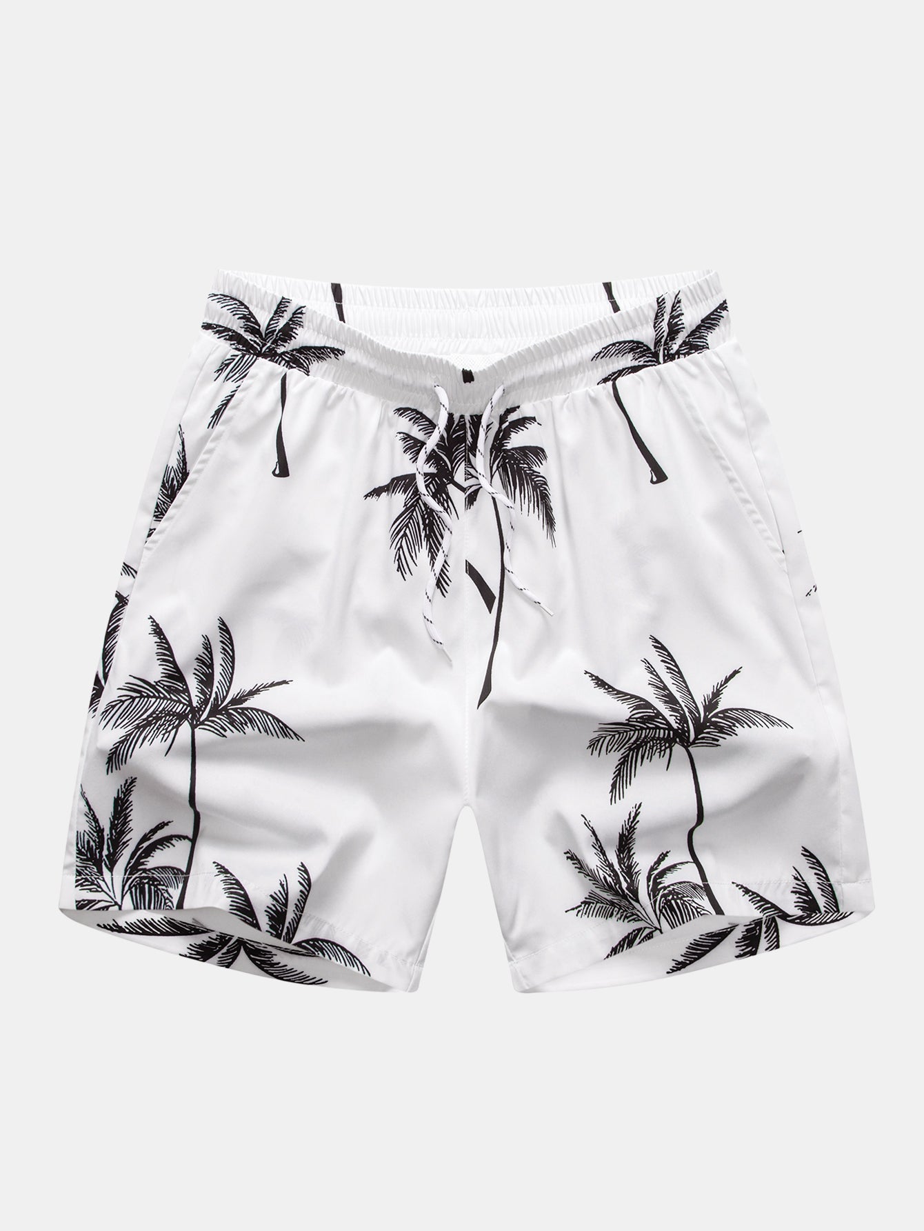 Regular Fit Palm Tree Print Cotton T-Shirt & Palm Tree Print Swim Shorts