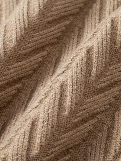 Heavyweight Geometric Jacquard V Neck Sweater