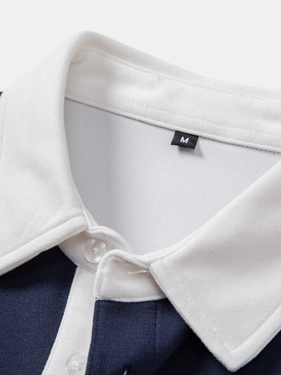 Contrast Polo Collar Sweatshirt